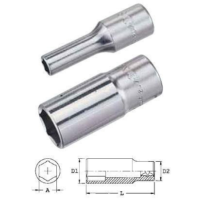 Genius Tools 326317 3/8"-os 6 lapú dugókulcs fej, hosszított kivitel, 17 mm termék fő termékképe